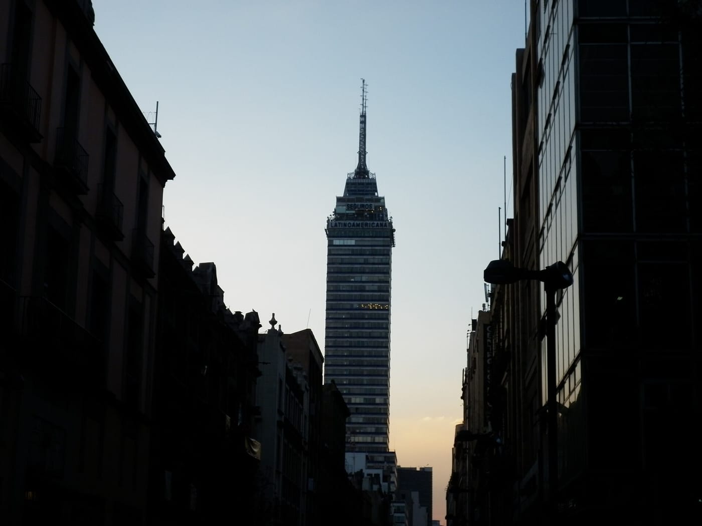 The Torre Latinoamericana rising over the streets of Mexico City