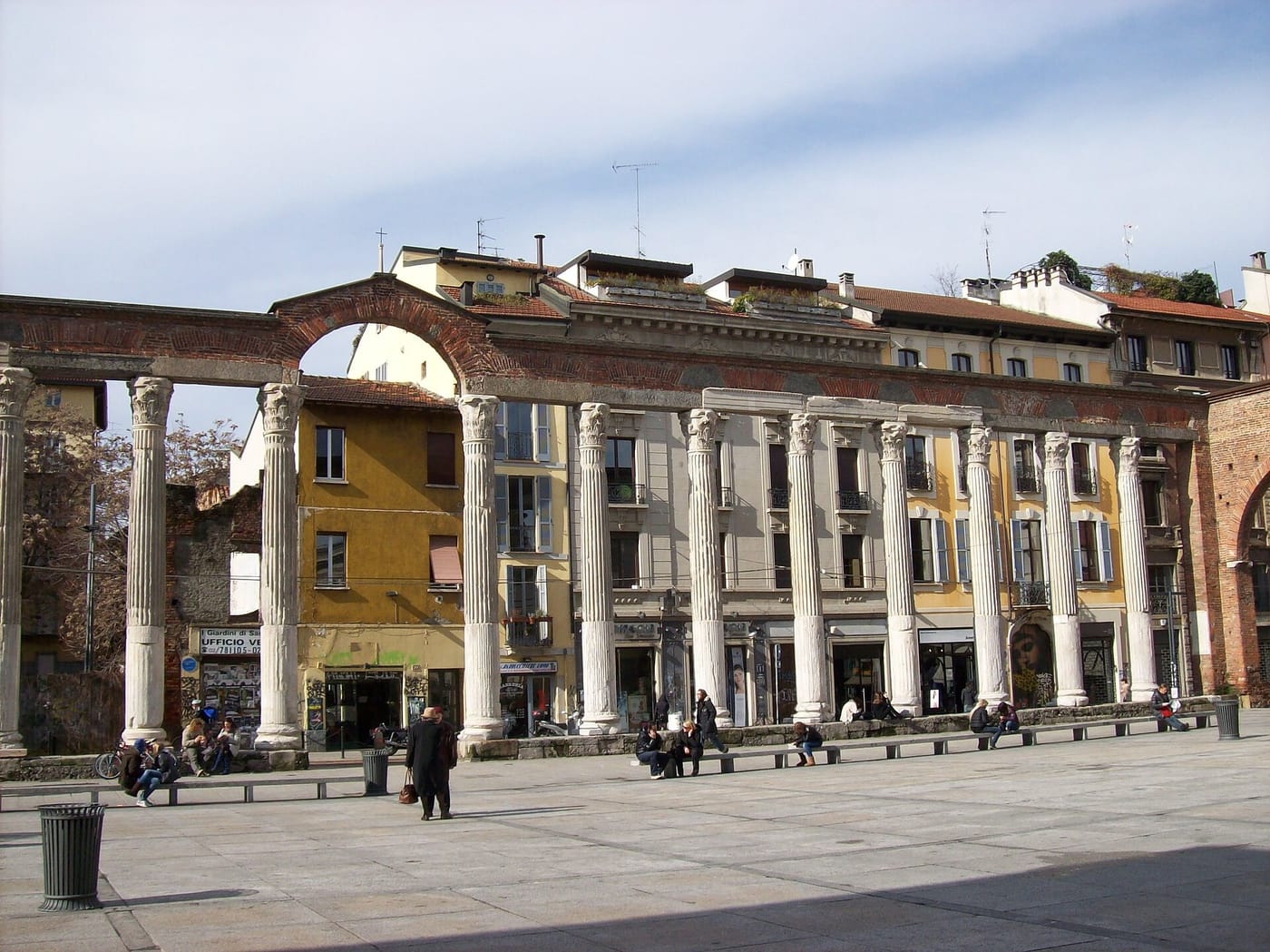 The row of ancient Roman columns before the Basilica of San Lorenzo in Milan