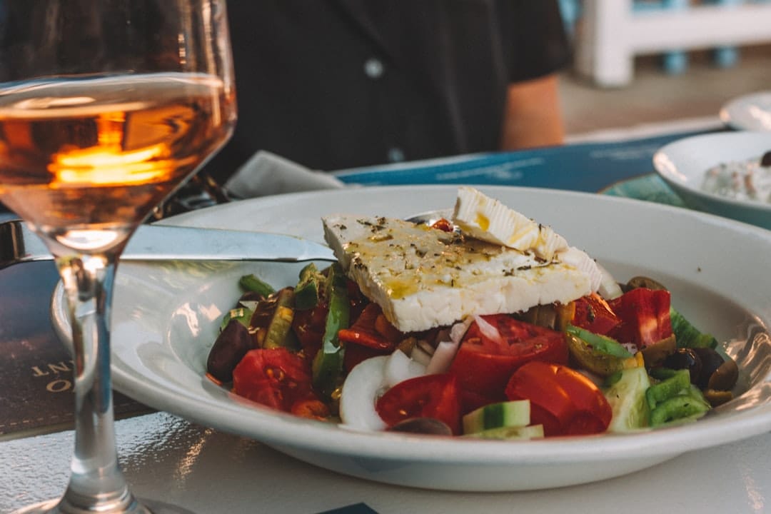 A Greek taverna spread in Mykonos