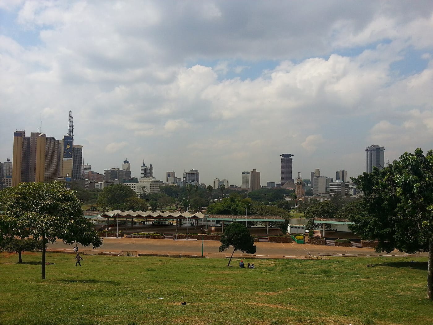 The lake and Nairobi skyline at Uhuru Park