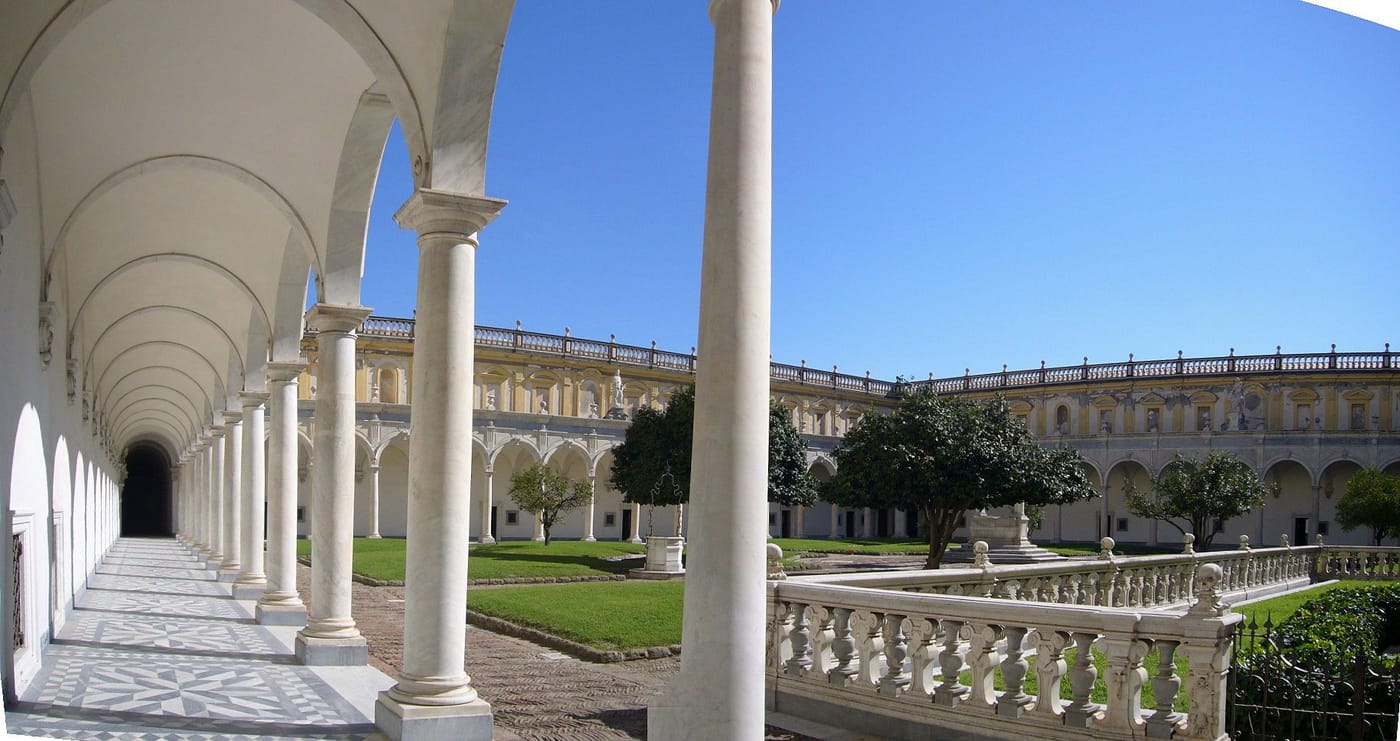 The white marble cloister of the Certosa di San Martino in Naples