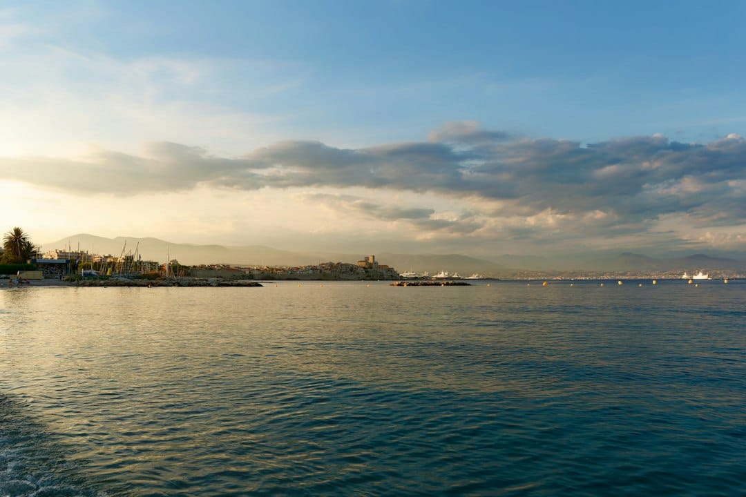 The Mediterranean coast at Antibes near Nice at dusk