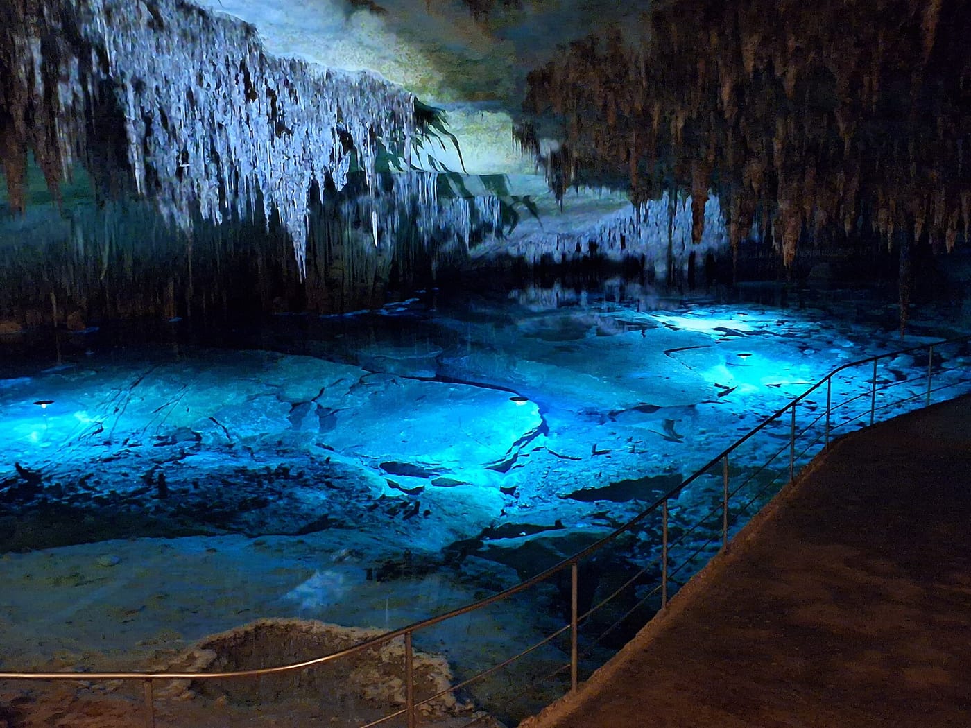 The underground lake and stalactites of the Caves of Drach in Mallorca