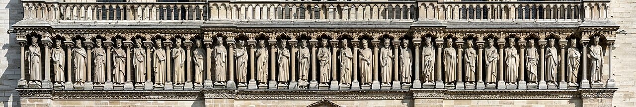 Notre-Dame's restored west front and towers above the Seine