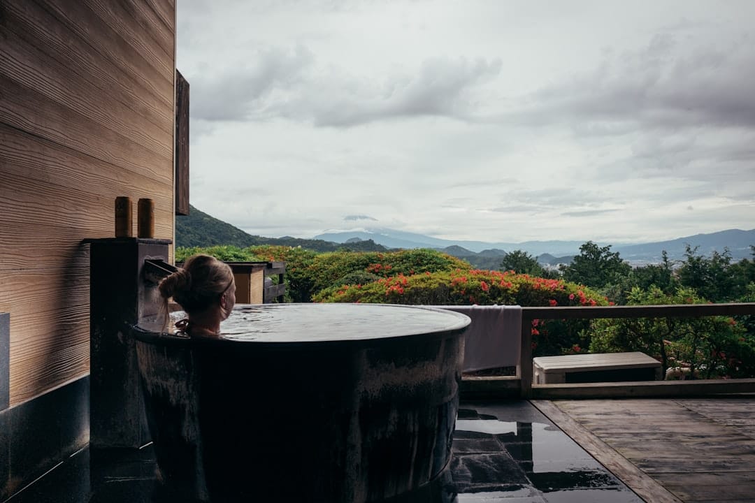 Onsen Hot Pools with a canyon view near Queenstown