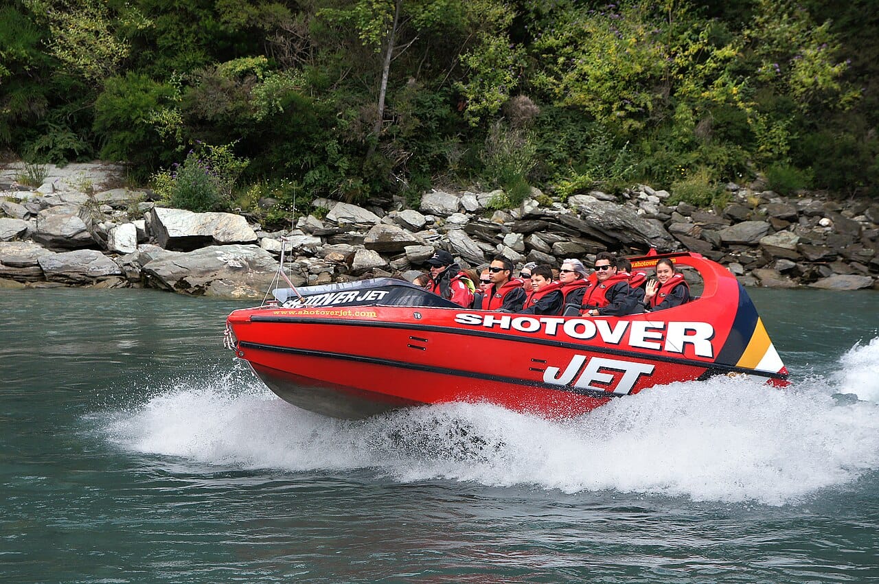The Shotover Jet boat in the canyon near Queenstown