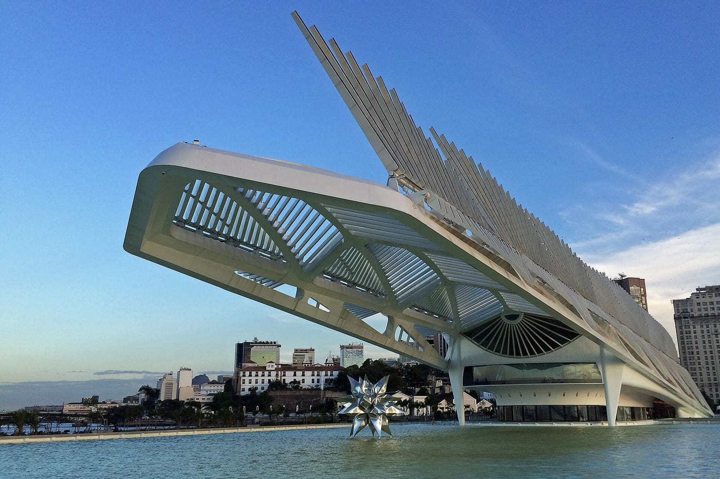 The spiky white Museum of Tomorrow on the waterfront in Rio de Janeiro