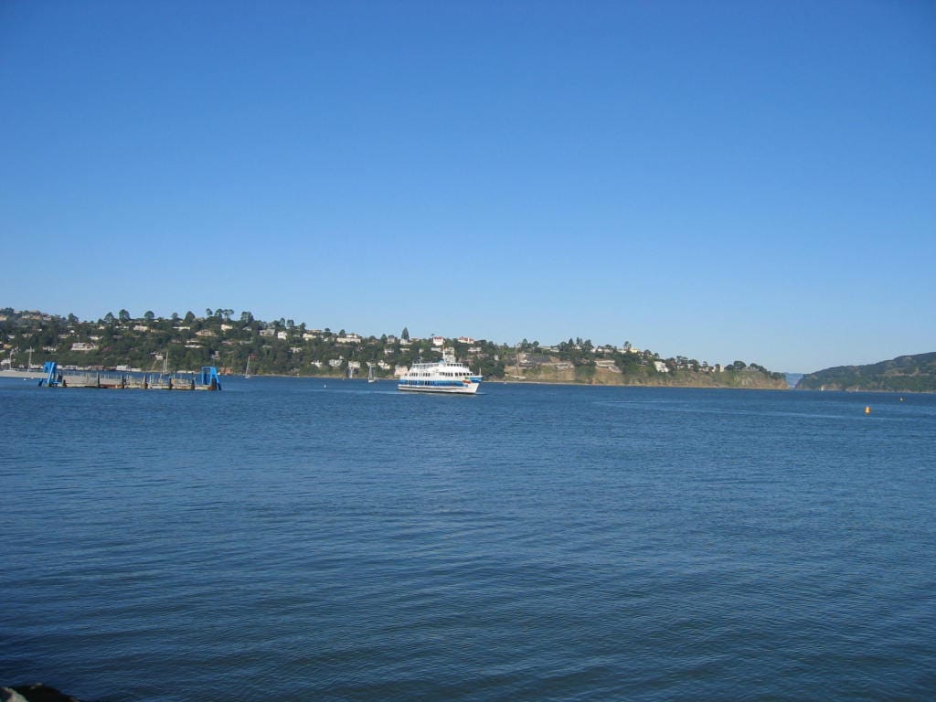 The waterfront of Sausalito across the bay from San Francisco