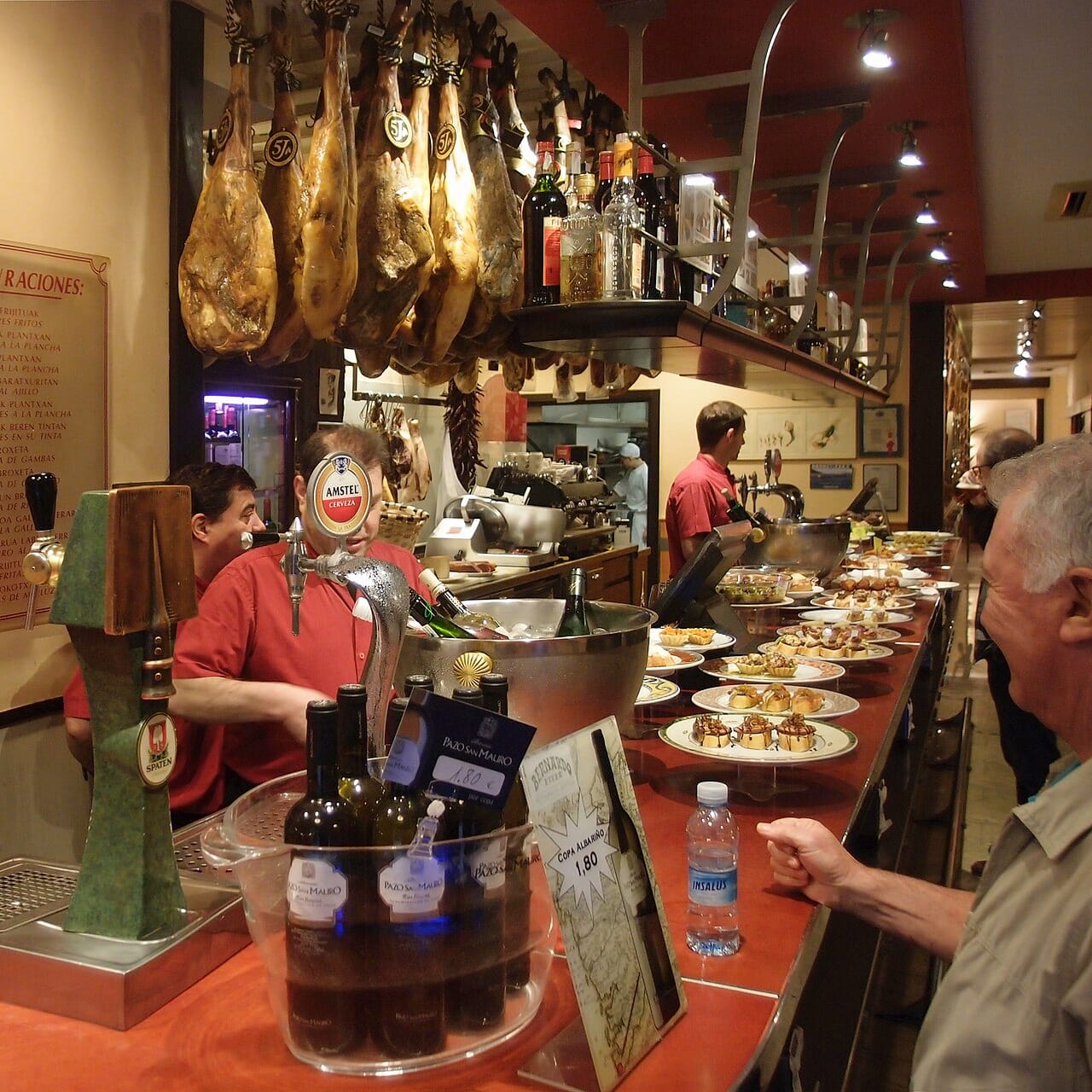 A counter of pintxos in San Sebastián