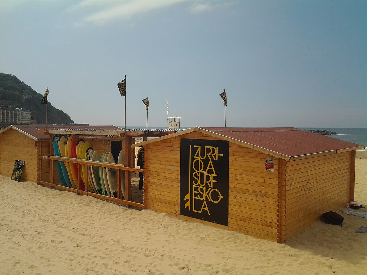 Surfers on Zurriola beach in San Sebastián