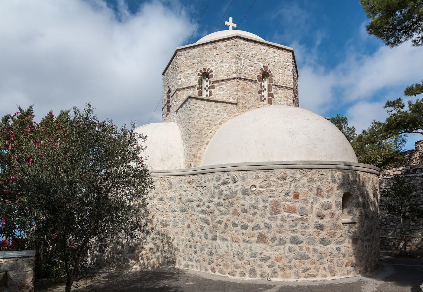 The hilltop monastery of Profitis Ilias on Santorini