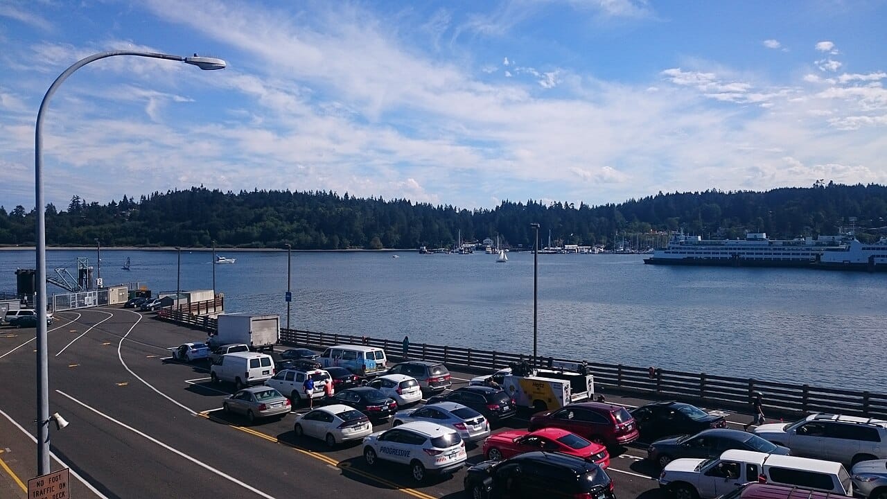 A Washington State Ferry crossing to Bainbridge Island