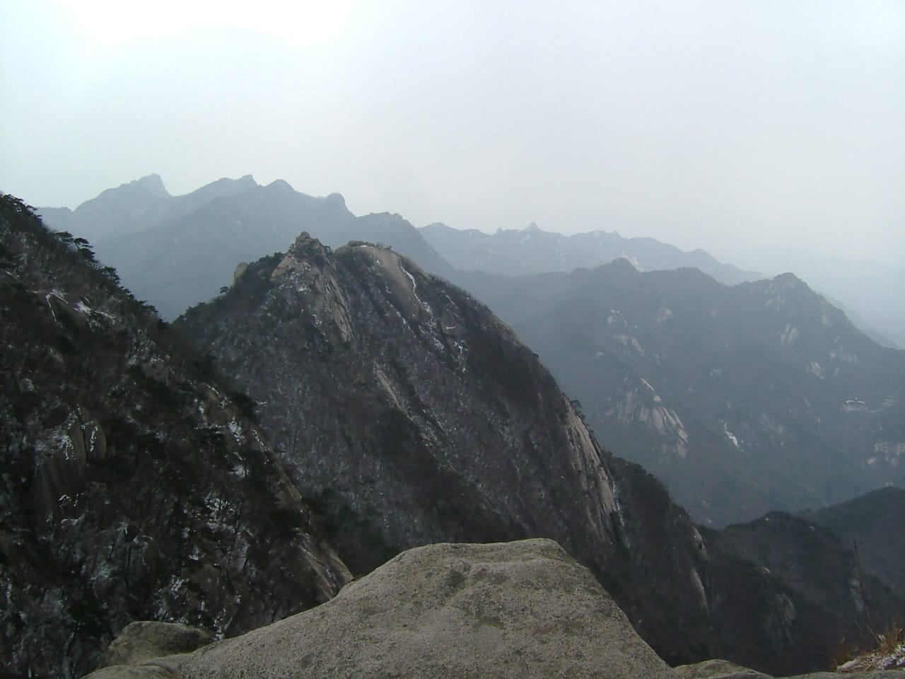 The misty granite peaks of Bukhansan National Park above Seoul