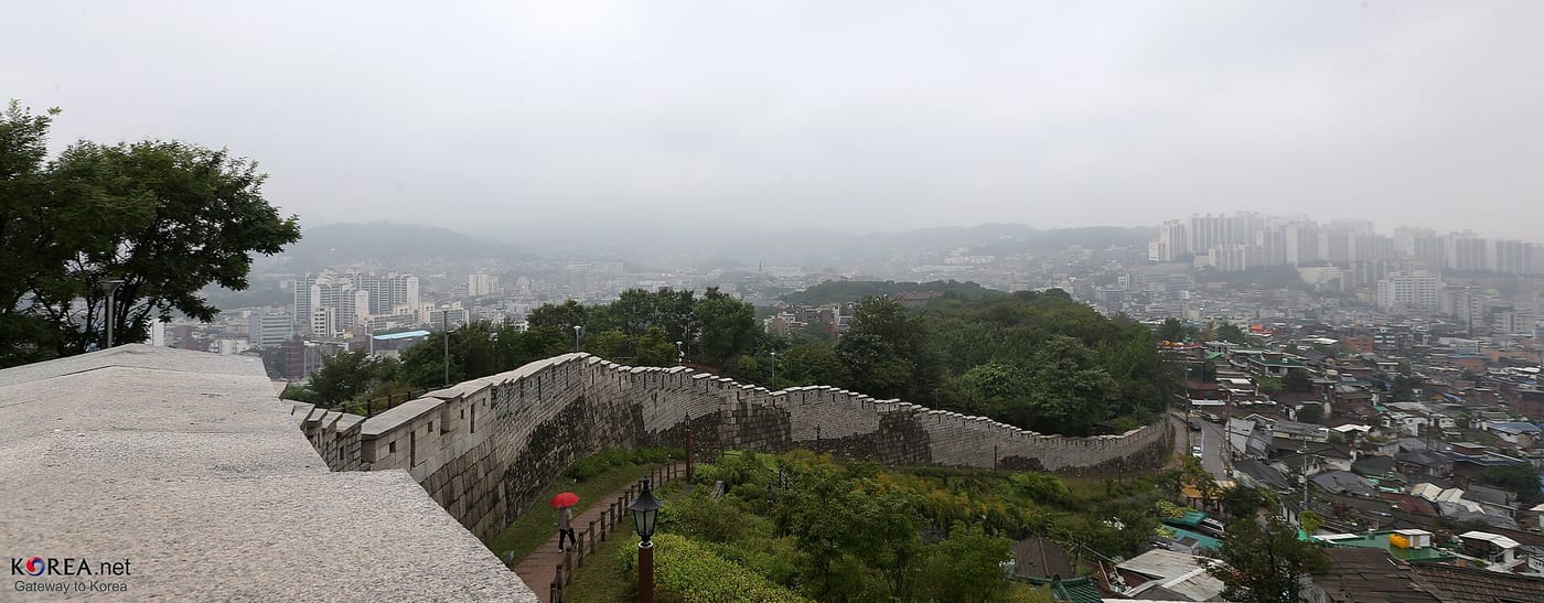 The old fortress wall running over Naksan hill in Seoul