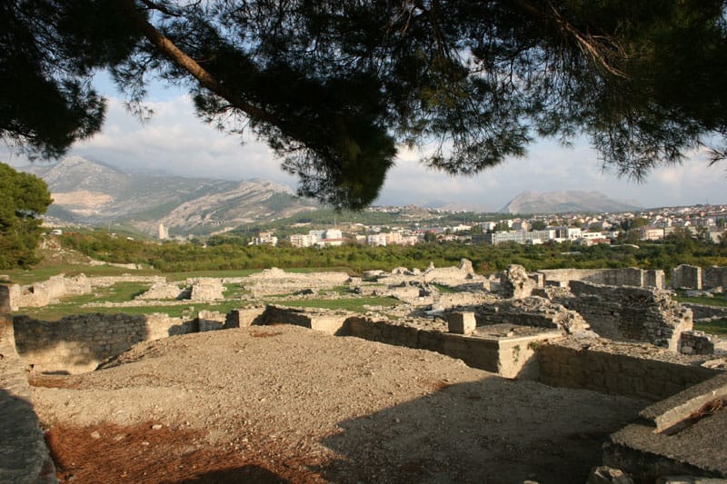 Roman ruins among trees at Salona near Split