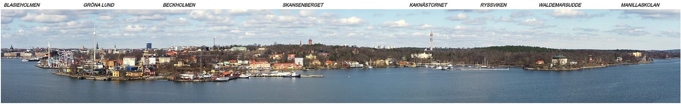 The waterfront of the green island of Djurgården in Stockholm