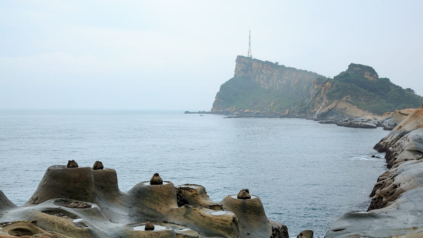 The wind-carved rock formations of Yehliu Geopark on the Taiwan coast