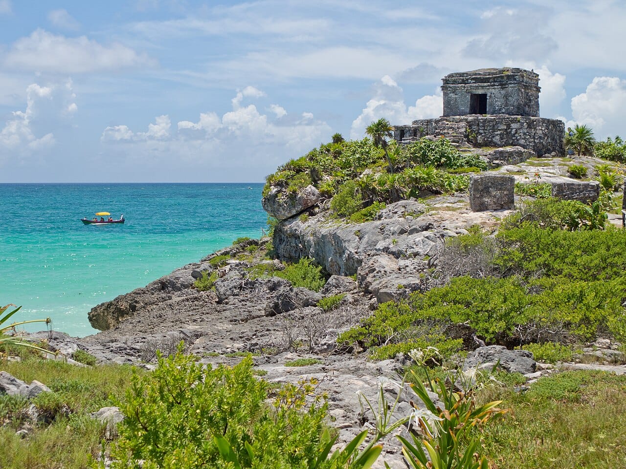 The clifftop Maya ruins of Tulum above the Caribbean