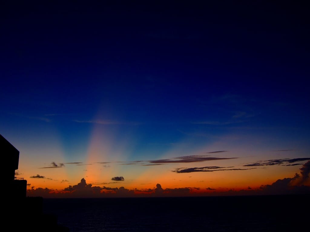 Sunrise over the Caribbean sea at Tulum