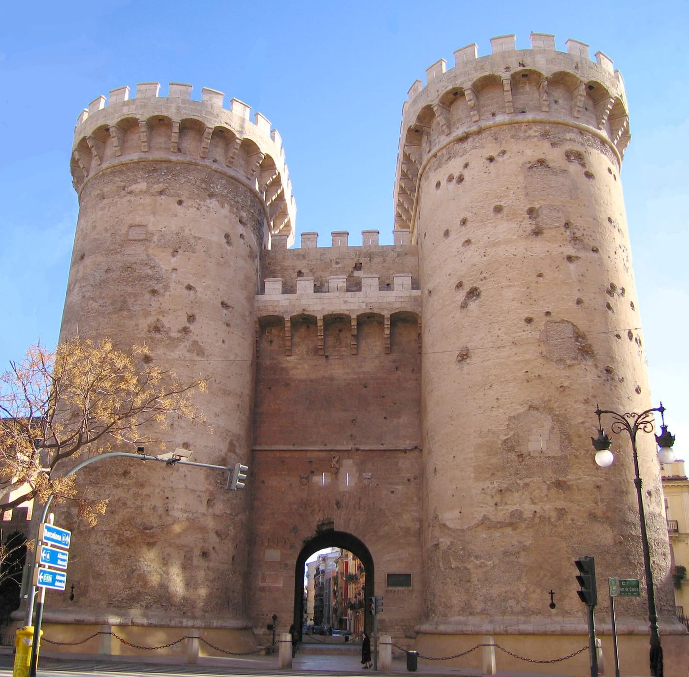The twin medieval towers of the Torres de Quart in Valencia