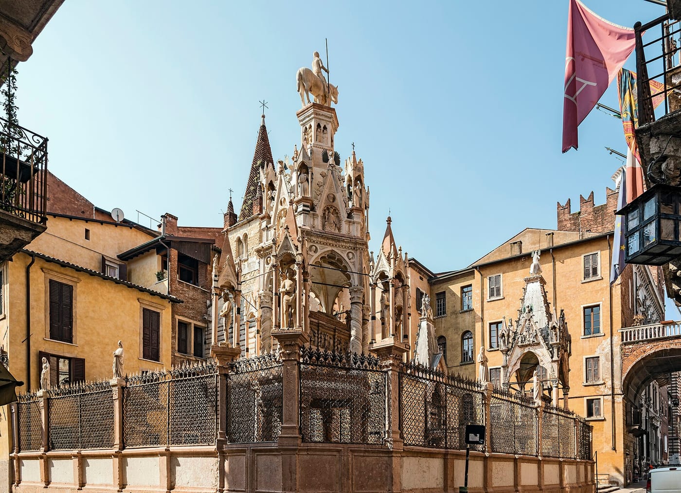 The pinnacled Gothic tombs of the Arche Scaligere in Verona