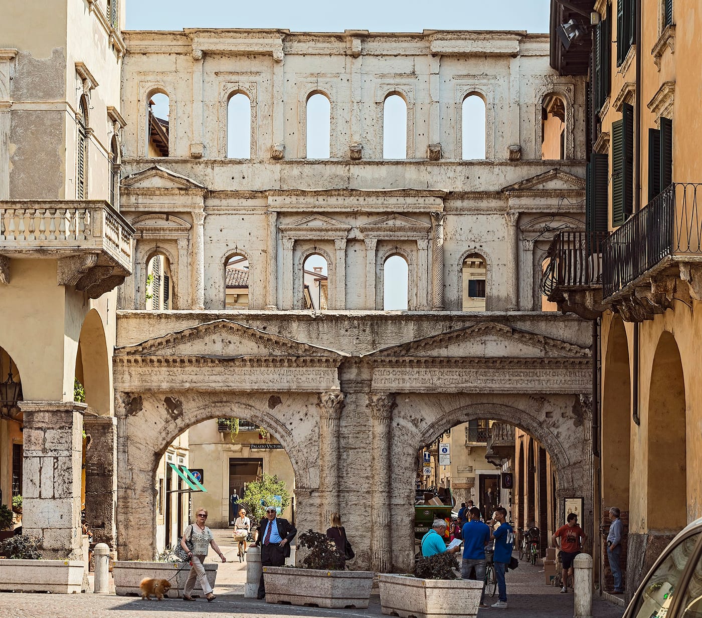 The ancient Roman Porta Borsari gate in Verona