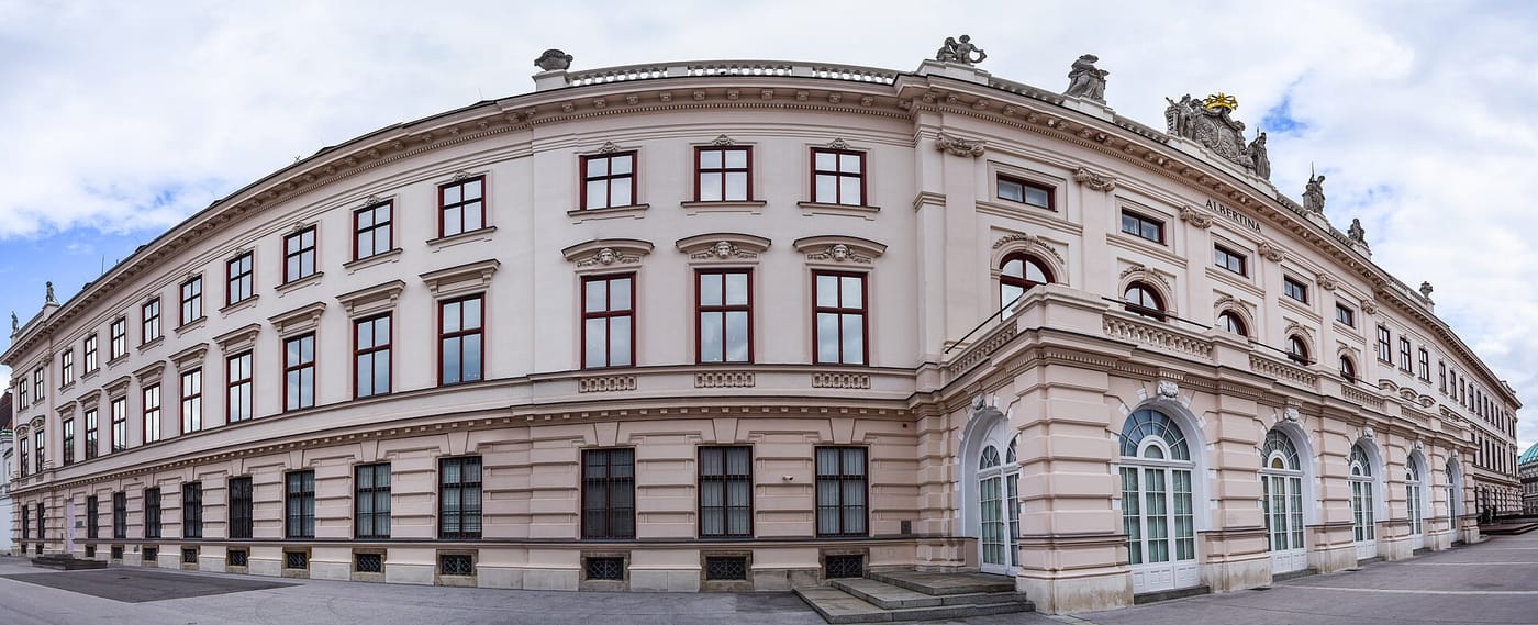 The grand facade of the Albertina museum in Vienna
