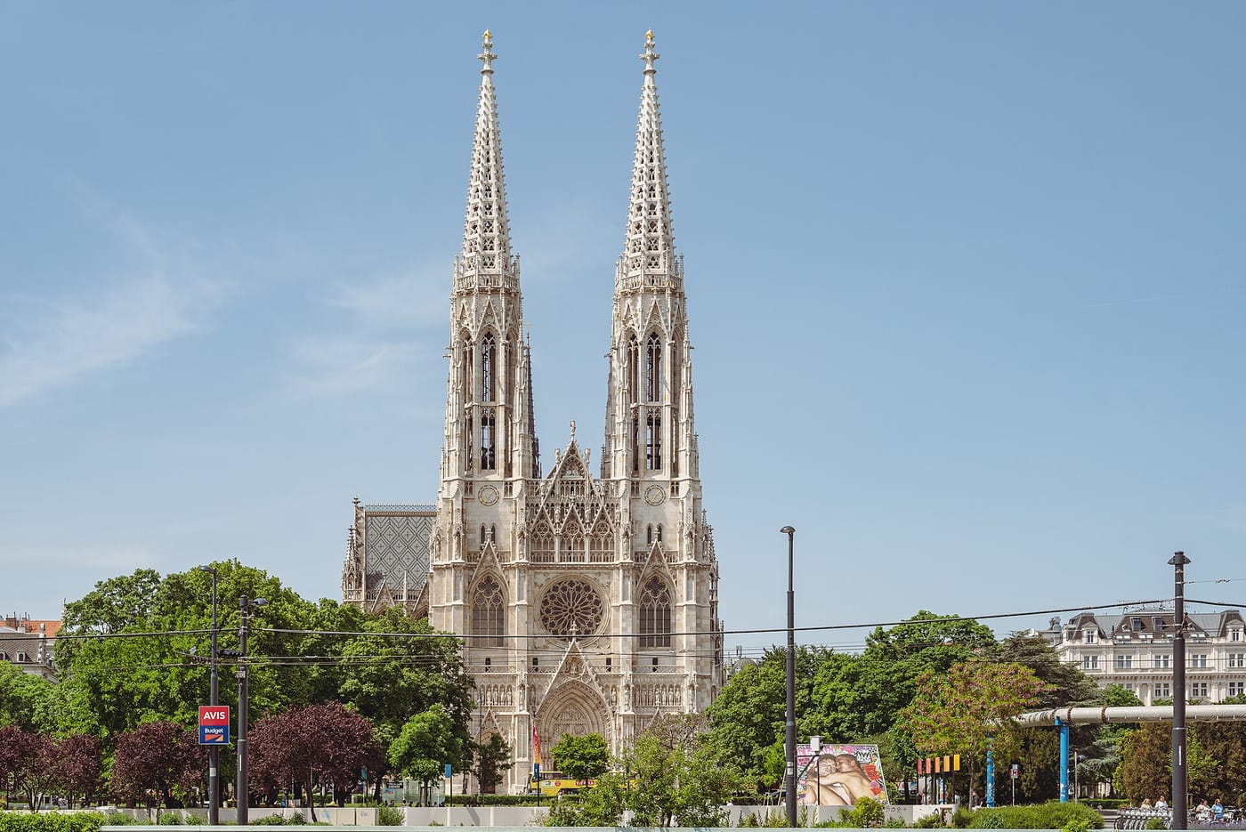 The twin neo-Gothic spires of the Votivkirche in Vienna