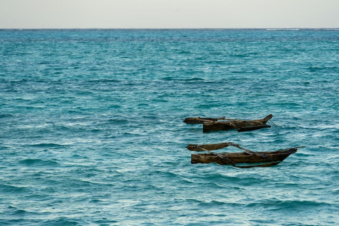 Boats on the turquoise Indian Ocean off Kizimkazi, Zanzibar